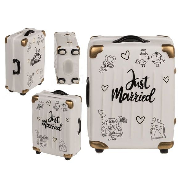 Spardose Just Married Trolley Koffer 11x6x16cm