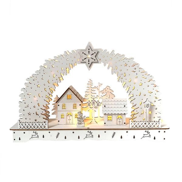 HTI-Living Schwibbogen Weihnachtsdorf Weiß