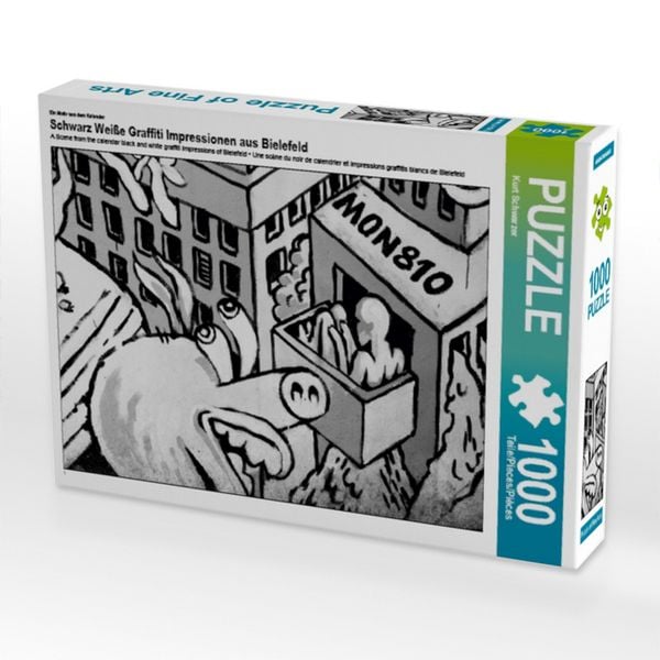 CALVENDO Puzzle Ein Motiv aus dem Kalender Schwarz Weiße Graffiti Impressionen aus Bielefeld 1000 Teile Lege-Größe 64x48cm Foto-Puzzle für glückliche Stunden