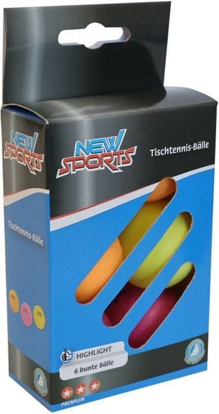 New Sports Tischtennis Bälle 6 Stück, 3 Stern, bunt