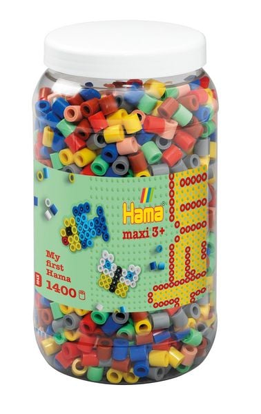 Hama 8543 - My first Hama Bügelperlen Maxi 3+, Dose mit ca. 1400 Stück, Vollton Mix69