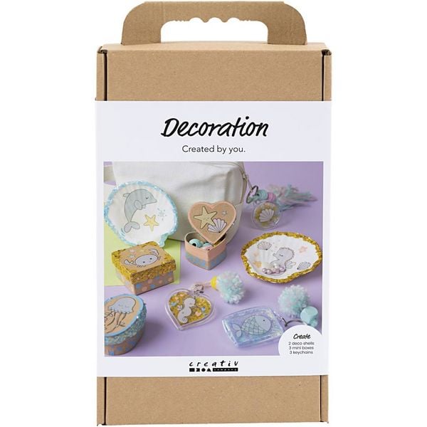 Creativ Company Kreativ Set Dekoration, Kartons, Muscheln, Kerzenhalter, Pastellfarben