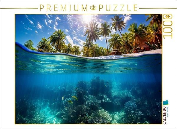 CALVENDO Puzzle Tropisches Paradies mit Palmen und Unterwasser 1000 Teile Lege-Größe 64x48cm Foto-Puzzle für glückliche Stunden