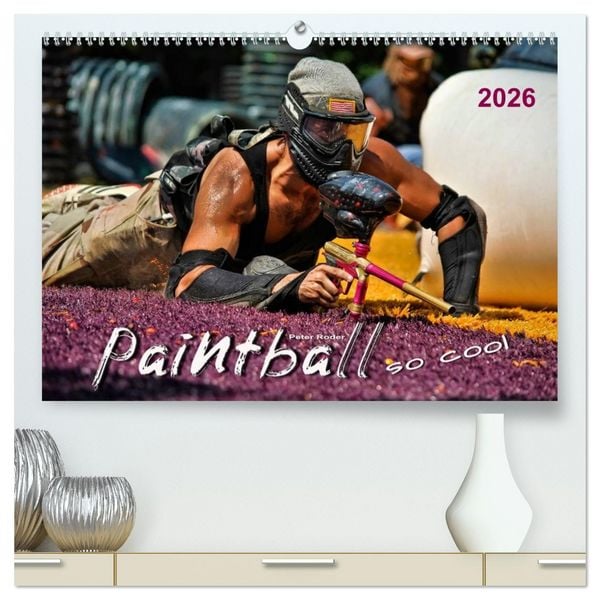 Paintball - so cool (hochwertiger Premium Wandkalender 2026 DIN A2 quer), Kunstdruck in Hochglanz