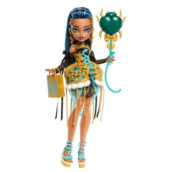 Monster High Scary Sweet Birthday Cleo de Nile-Puppe im Partykleid mit Ballon und Geschenk