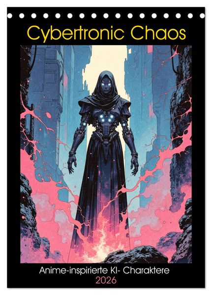 Cybertronic Chaos: Anime-inspirierte KI- Charaktere (Tischkalender 2026 DIN A5 hoch), CALVENDO Monatskalender
