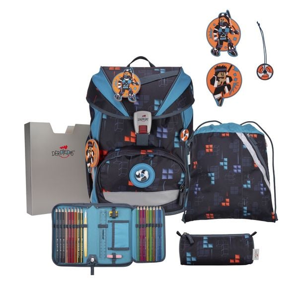 DerDieDas Schulranzen Set ErgoFlex Light, Schulranzen Set, 5tlg, Ninja Fighter