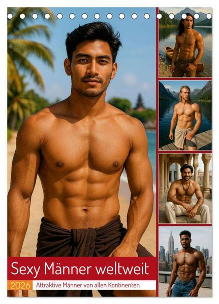 Sexy Männer weltweit (Tischkalender 2026 DIN A5 hoch), CALVENDO Monatskalender