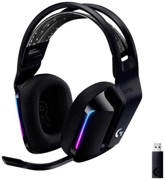 Logitech Gaming G733 LIGHTSPEED On Ear Headset Funk 7.1 Surround Schwarz Lautstärkeregelung Gaming