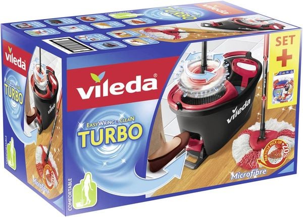 Vileda 158572 TURBO BOX inkl. TURBO REFILL MICROFIBRE 2in1 Ersatzkopf Wisch-Set 1St.