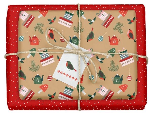 Geschenkpapier Set Weihnachten: Modernes Ornamente-Muster