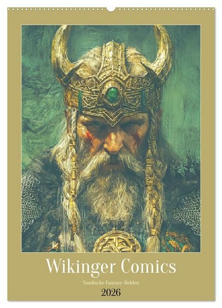 Wikinger Comics. Nordische Fantasy-Helden (Wandkalender 2026 DIN A2 hoch), CALVENDO Monatskalender