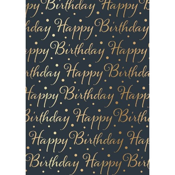 Idena Geschenkpapier Happy Birthday grau gold metallisiert 70cmx150cm