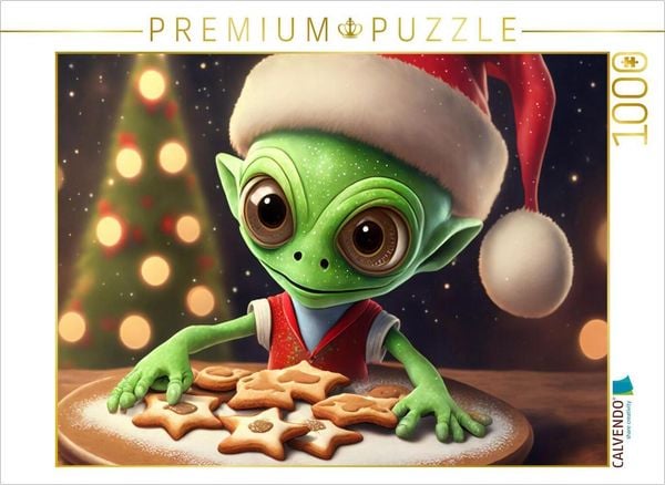 CALVENDO Puzzle Ein ganz normales Alien backt Plätzchen 1000 Teile Lege-Größe 64x48cm Foto-Puzzle für glückliche Stunden