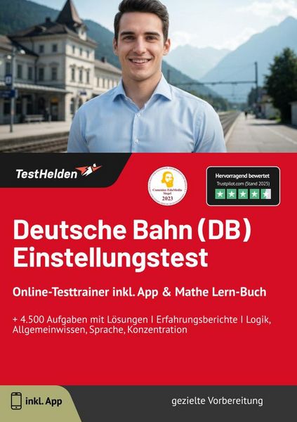 Deutsche Bahn (DB) Einstellungstest: Online-Testtrainer inkl. App & Mathe Lern-B