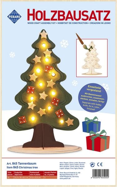 PEBARO 845 - Holzbausatz Tannenbaum, 20 Teile, Holzkonstruktion zum Zusammenstecken