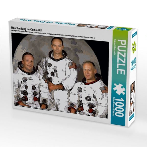 CALVENDO Puzzle Mondlandung im Comic-Stil 1000 Teile Lege-Größe 64x48cm Foto-Puzzle für glückliche Stunden