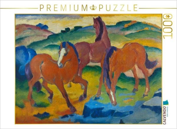 CALVENDO Puzzle Franz Marc. Die roten Pferde (Weidende Pferde IV.), 1911 1000 Teile Lege-Größe 64x48cm Foto-Puzzle für glückliche Stunden