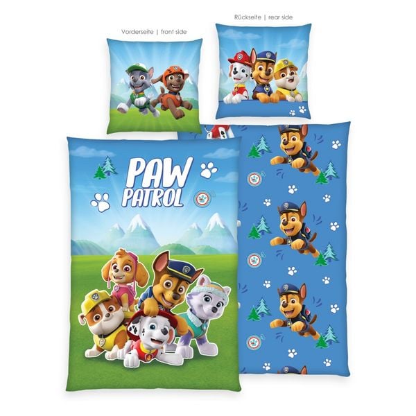Klaus Hering 4432486050 - Paw Patrol Bettwäsche, Paw Patrol Boys Glow in the dark, 80x80+135x200 cm