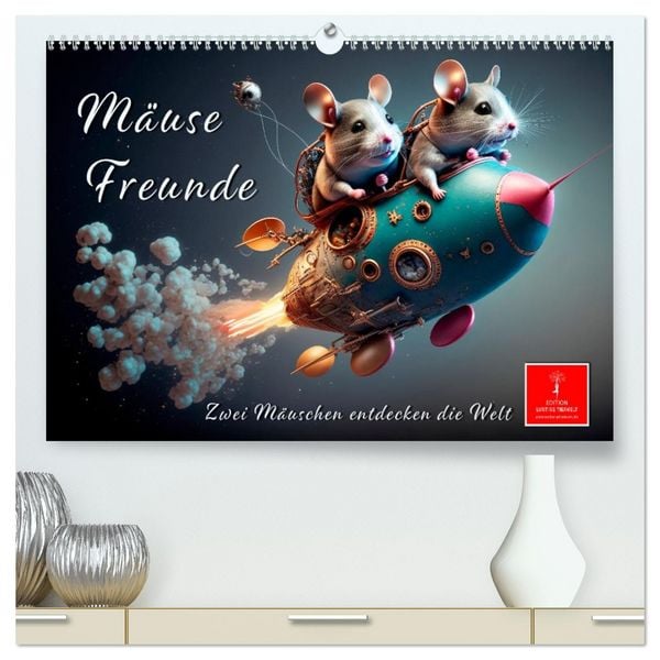 Mäuse Freunde (hochwertiger Premium Wandkalender 2026 DIN A2 quer), Kunstdruck in Hochglanz