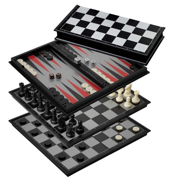 Schach-Backgammon-Dame-Set, Feld 37 mm
