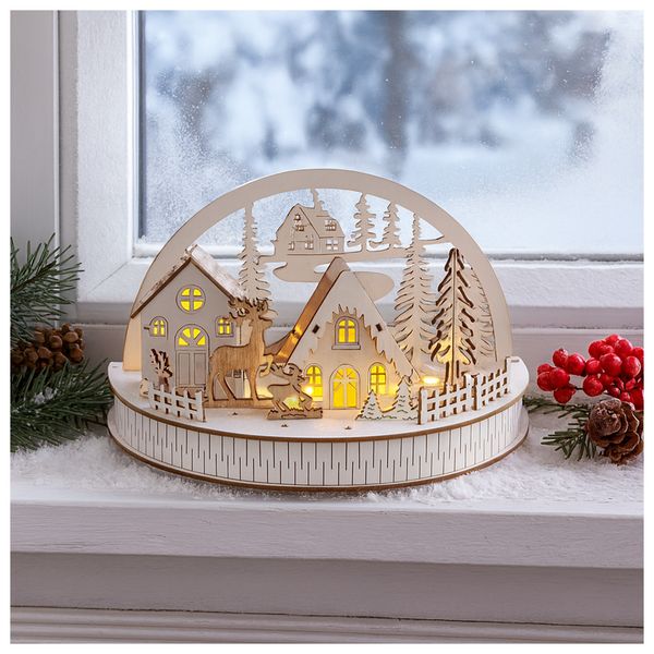 HTI-Living Weihnachtsdeko Winterdorf und Rehe Weiß Weihnachtsdeko Winterdorf und Rehe Weiß