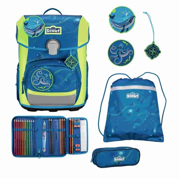 Scout Schulranzen Set Neo, Schulranzen Set, 4tlg, Deep Sea
