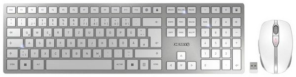 CHERRY JD-9100DE-1 Kabellos, Funk Tastatur, Maus-Set Deutsch, QWERTZ Weiß