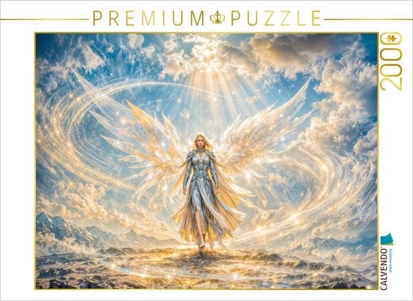 CALVENDO Puzzle Engel Puzzle Leuchtende Himmelsfigur auf Strahlender Gebirgskuppe 2000 Teile Lege-Größe 90x67cm Foto-Puzzle für glückliche Stunden