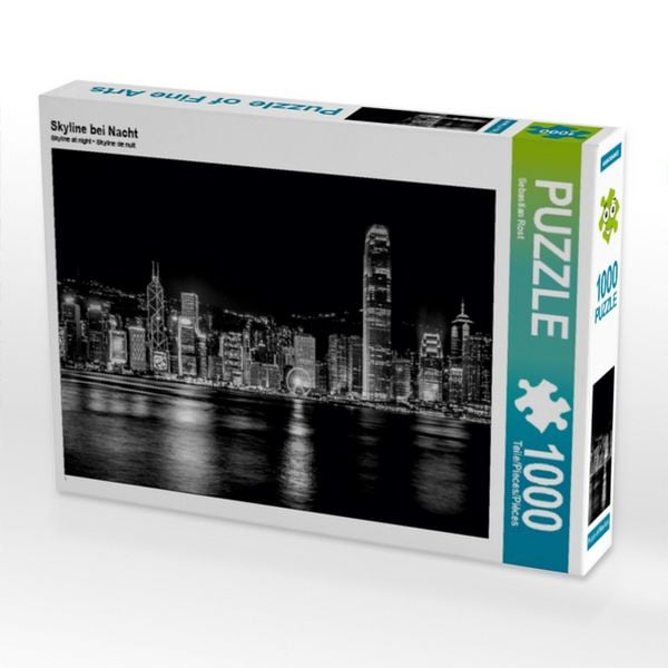 CALVENDO Puzzle Skyline bei Nacht 1000 Teile Puzzle quer 1000 Teile Lege-Größe 64 × 48 cm Foto-Puzzle für glückliche Stunden