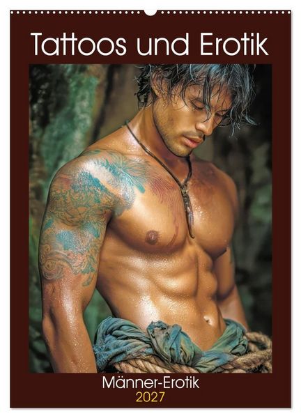 Tattoos und Erotik - Männer-Erotik (Wandkalender 2027 DIN A2 hoch), CALVENDO Monatskalender
