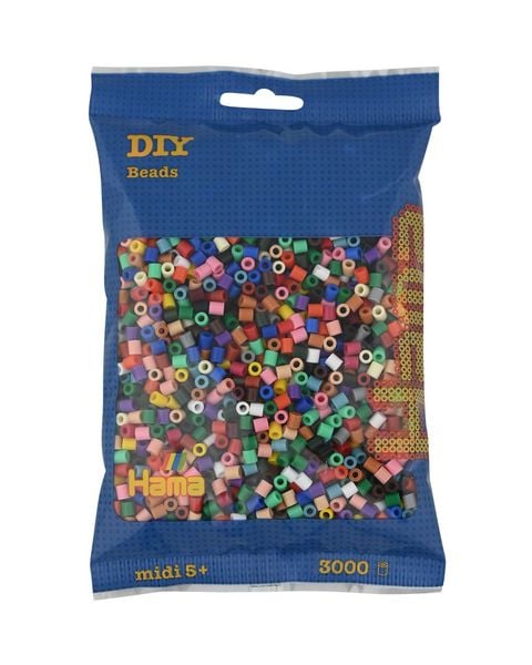 Hama® Bügelperlen Midi - Vollton Mix 3000 Perlen (22 Farben).