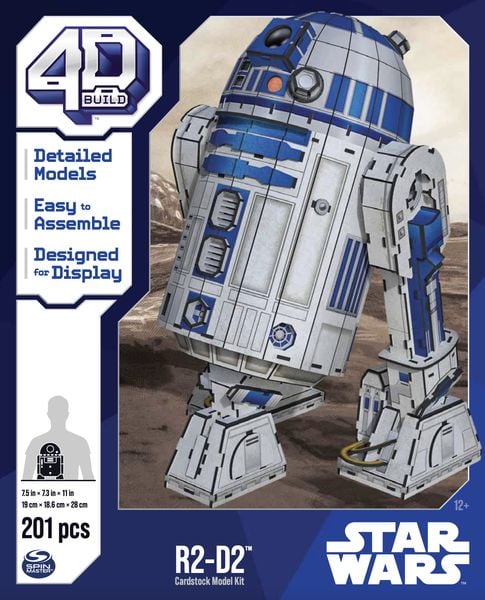 4D Build - Star Wars R2-D2 - detailreicher 3D-Modellbausatz aus hochwertigem Karton, 201 Teile, für Star Wars Fans ab 12 Jahren