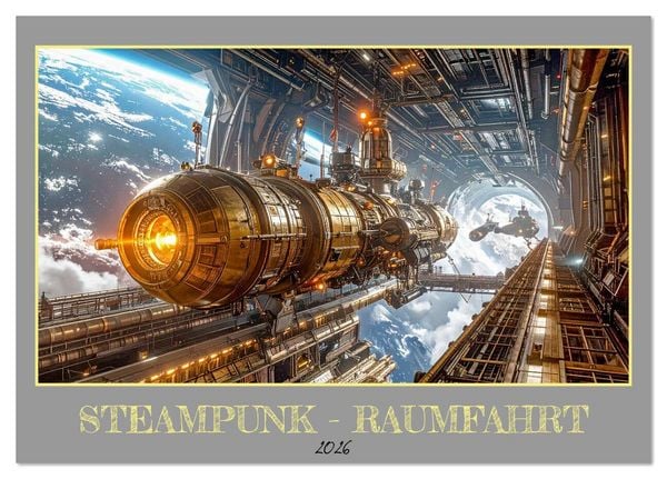 Steampunk-Raumfahrt (Tischkalender 2026 DIN A5 quer), CALVENDO Monatskalender