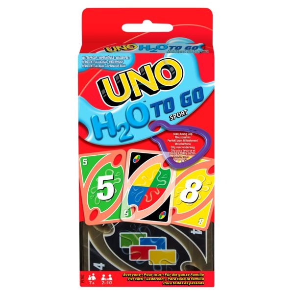 Mattel Games UNO H2O To Go, wasserfestes Kartenspiel, Reisespiel, Familienspiel
