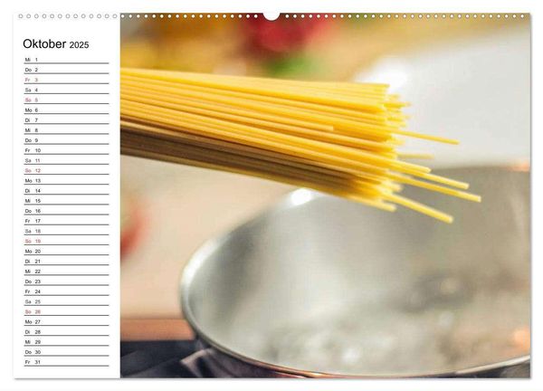 Heute gibt es Nudeln! Basta! Pasta-Impressionen (hochwertiger Premium Wandkalender 2025 DIN A2 quer), Kunstdruck in Hochglanz
