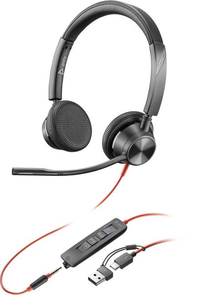 HP Poly Blackwire C3325-M On Ear Headset kabelgebunden Stereo Schwarz Mikrofon-Rauschunterdrückung Headset, Lautstärkeregelung