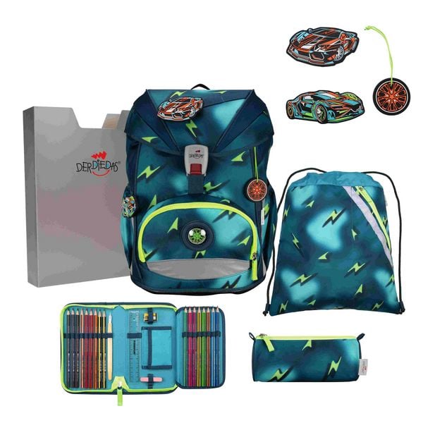 DerDieDas Schulranzen Set ErgoFlex Superlight, Schulranzen Set, 5tlg, Magic Light