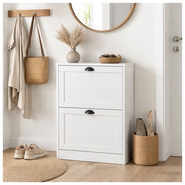 HTI-Living Schuhschrank Thekla mit 2 Klappen Weiß Schuhschrank Thekla mit 2 Klappen Weiß