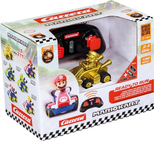 2,4GHz Mario Kart(TM) Mini RC, Mario - Gold (Paper, Carrera RC Ferngesteuertes Auto