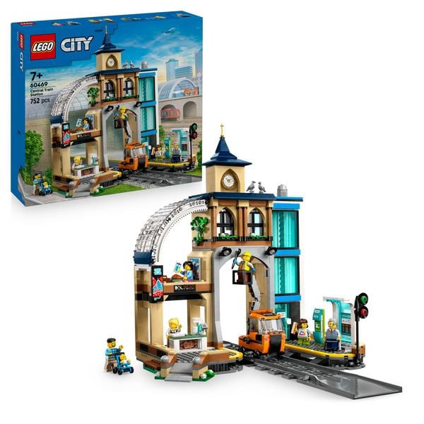 LEGO City 60469 Hauptbahnhof, Eisenbahn Spielzeug für Kinder ab 7 Jahren