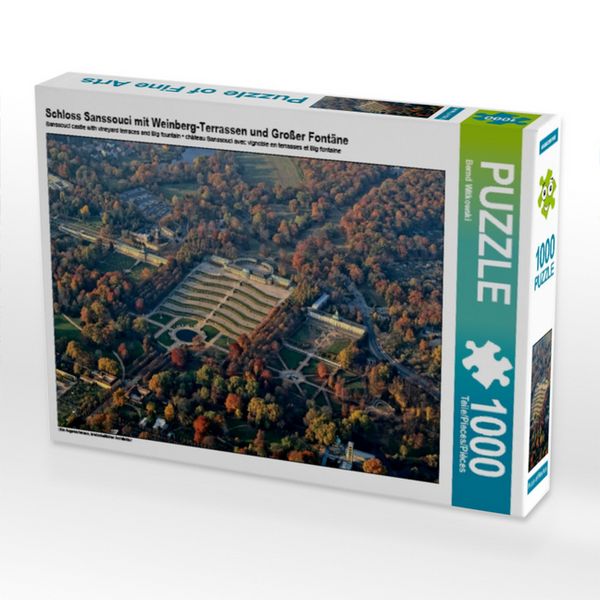 CALVENDO Puzzle Schloss Sanssouci mit Weinberg-Terrassen und Großer Fontäne 1000 Teile Puzzle quer 1000 Teile Lege-Größe 64 × 48 cm Foto-Puzzle für glückliche Stunden
