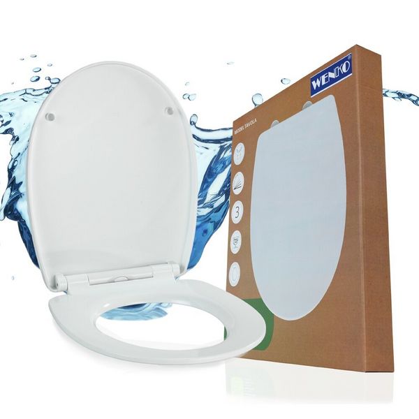 WC Sitz Mod. Tavola Weiß, stabiler Toilettensitz mit Absenkautomatik