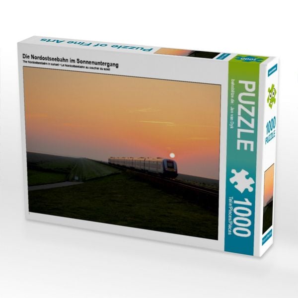 CALVENDO Puzzle Die Nordostseebahn im Sonnenuntergang 1000 Teile Puzzle quer 1000 Teile Lege-Größe 64 × 48 cm Foto-Puzzle für glückliche Stunden