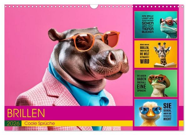BRILLEN - coole Sprüche (Wandkalender 2026 DIN A3 quer), CALVENDO Monatskalender