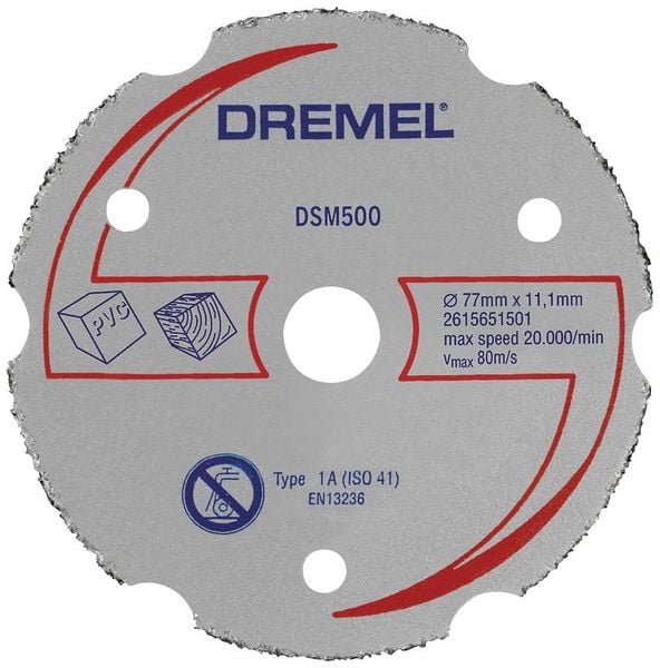 Dremel DSM500 2615S500JB Trennscheibe gerade 77 mm 1 St. Hartholz, Weichholz, Sperrholz, Laminat, Kunststoff, Gipskarton, Plexiglas, Vinyl