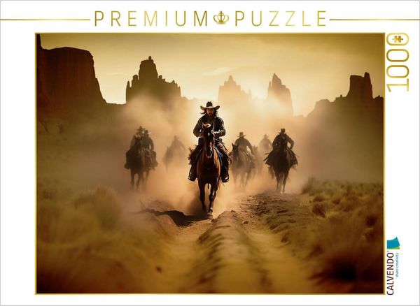 CALVENDO Puzzle Ritt in die Stadt im wilden Westen 1000 Teile Lege-Größe 64x48cm Foto-Puzzle für glückliche Stunden