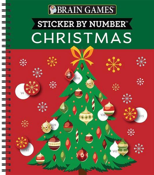 Brain Games - Sticker by Number: Christmas (28 Images to Sticker - Christmas Tree Cover)