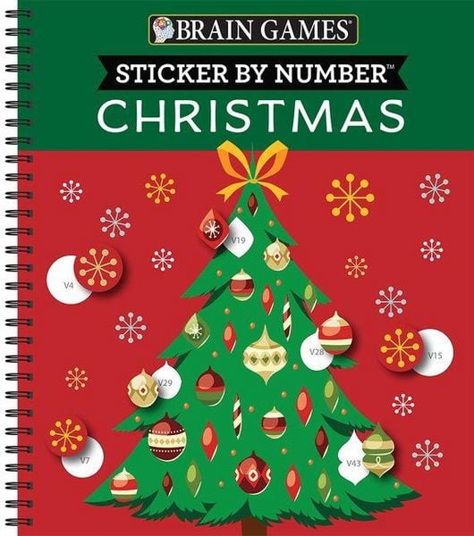 Brain Games - Sticker by Number: Christmas (28 Images to Sticker - Christmas Tree Cover)