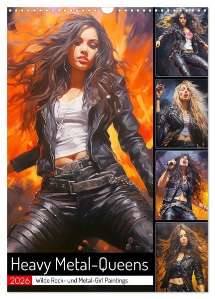 Heavy Metal-Queens. Wilde Rock- und Metal-Girl Paintings (Wandkalender 2026 DIN A3 hoch), CALVENDO Monatskalender